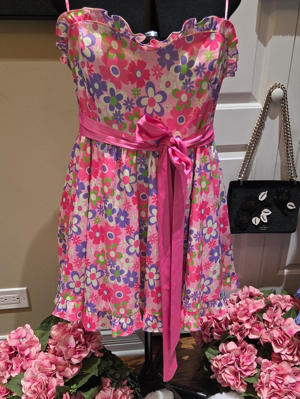 XL Sugar Thrillz Pink Floral Sundress with Sash